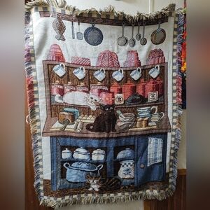 Vintage Cat's All over My Kitchen Tapestry Cupboard Wall Hanging Decor 54"X43"